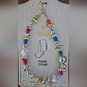 EYE CANDY Gold and Silver Tone Beaded Phone Charm